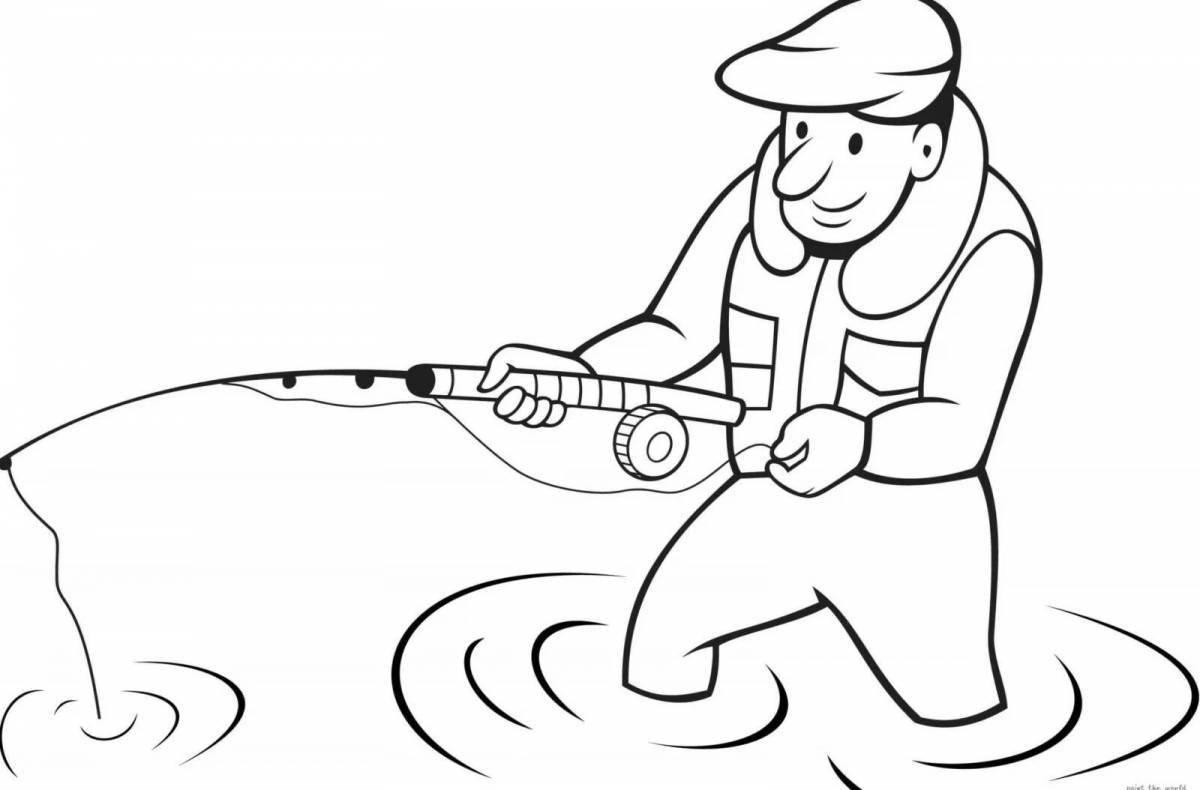 Colorful winter fishing coloring page