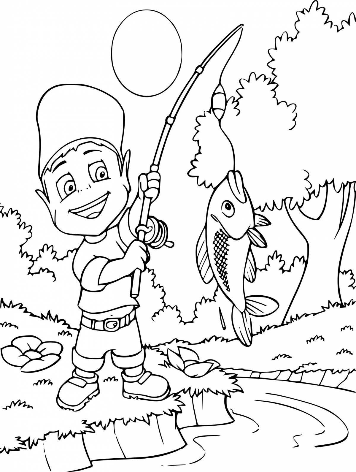 Colouring serene winter fishing