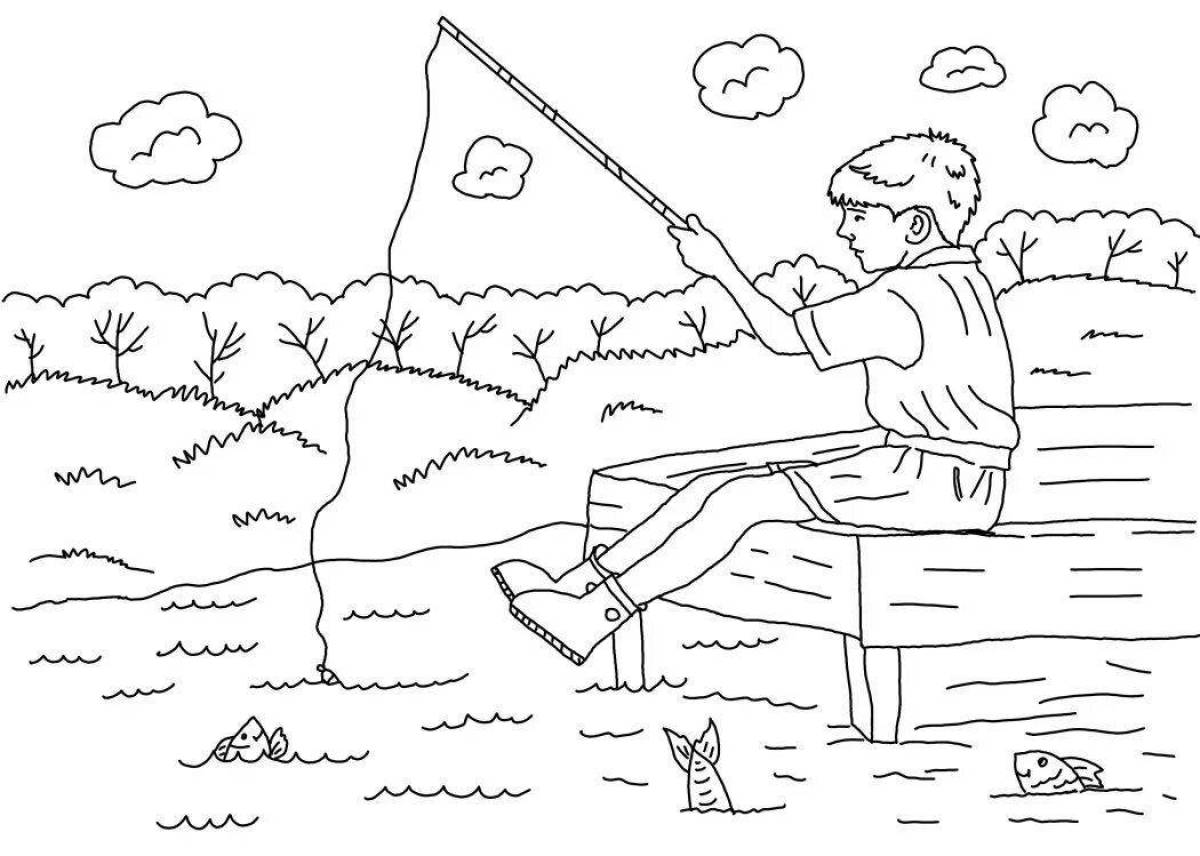 Great winter fishing coloring book
