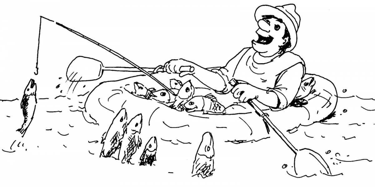 Blissful winter fishing coloring page