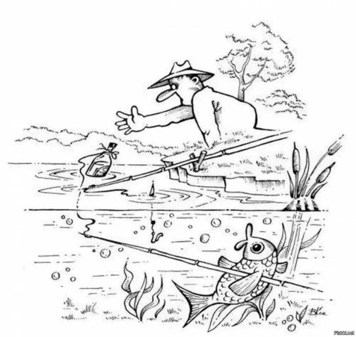 Violent winter fishing coloring book