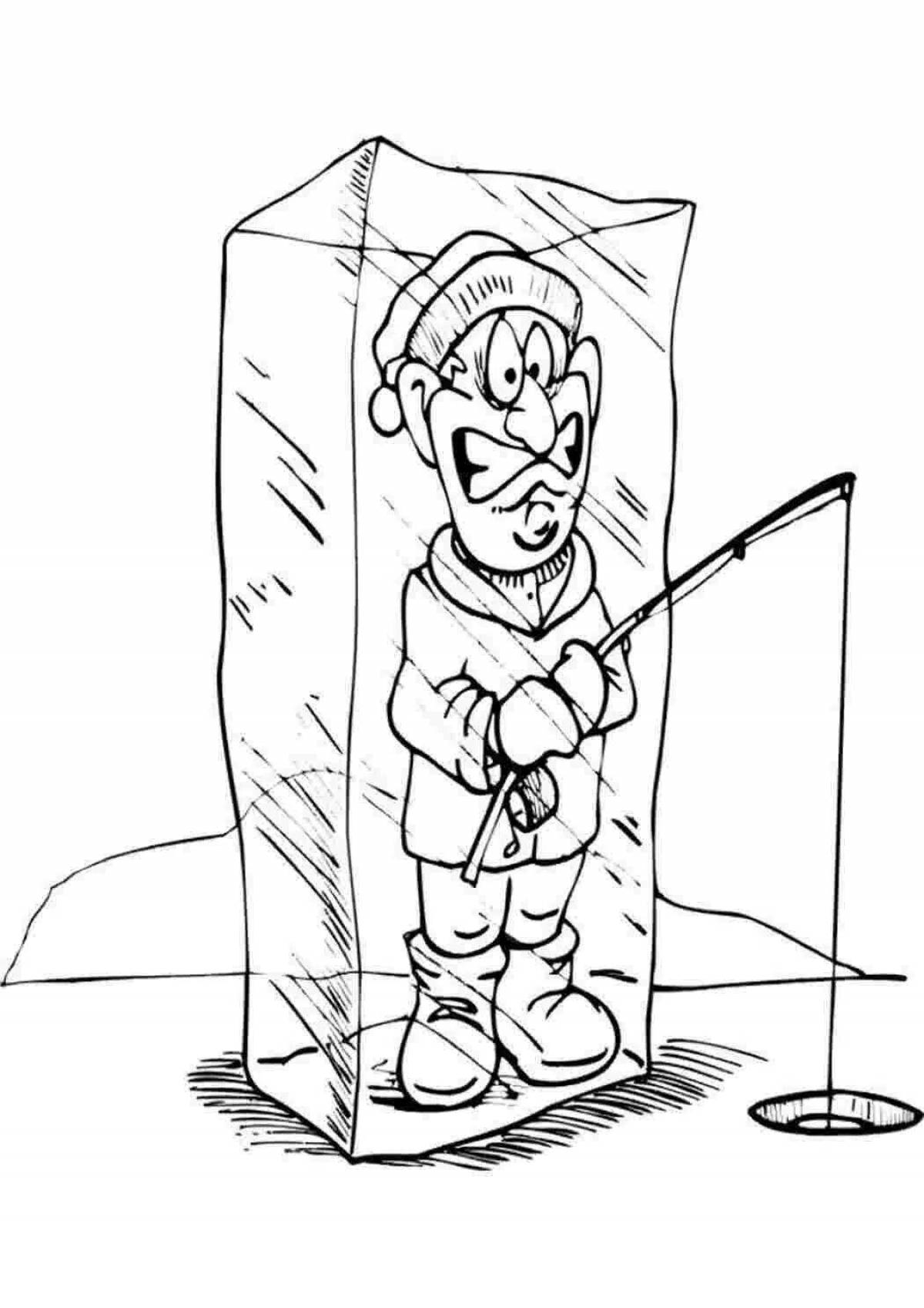 Coloring royal winter fishing