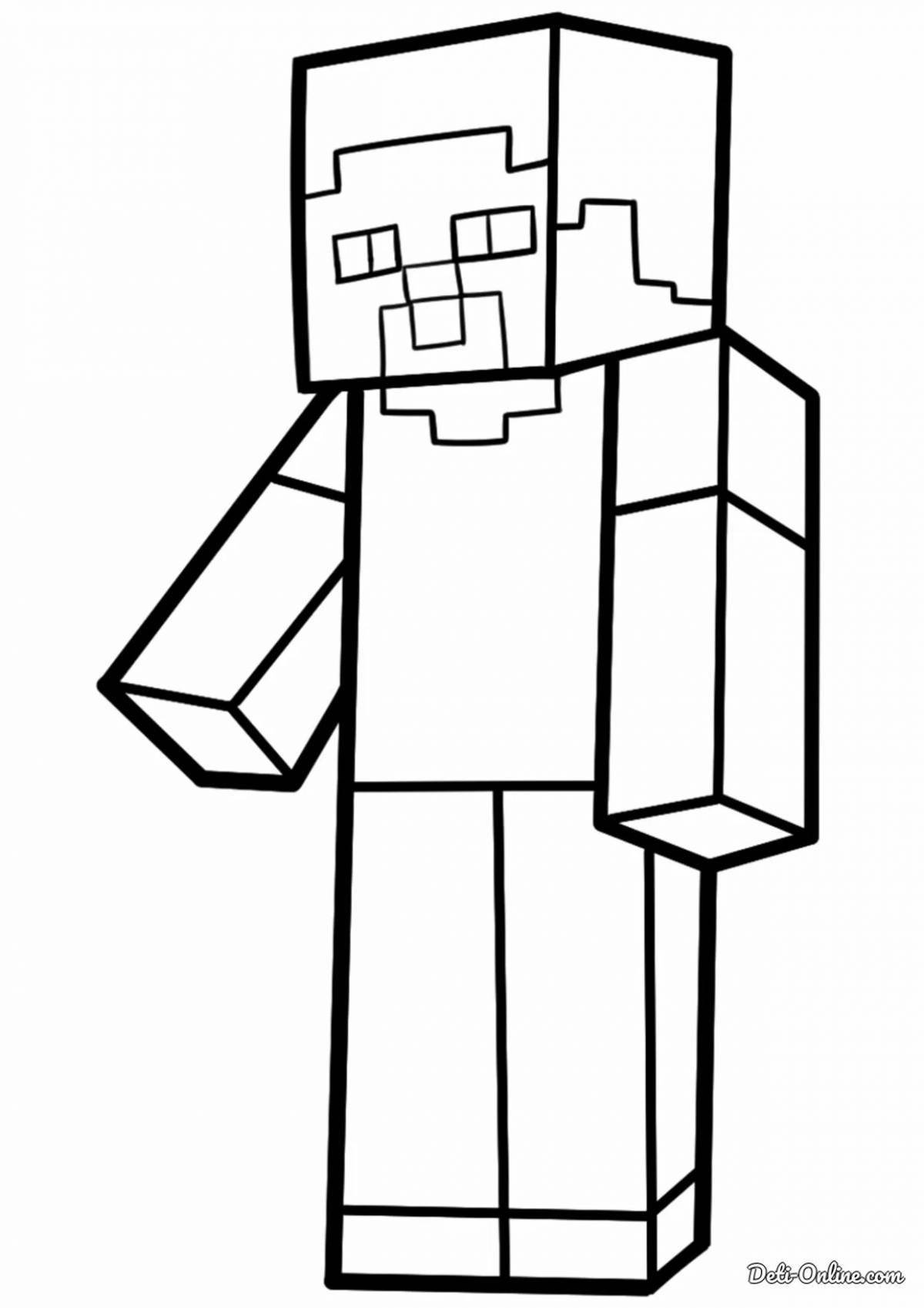 Colorful minecraft player coloring page