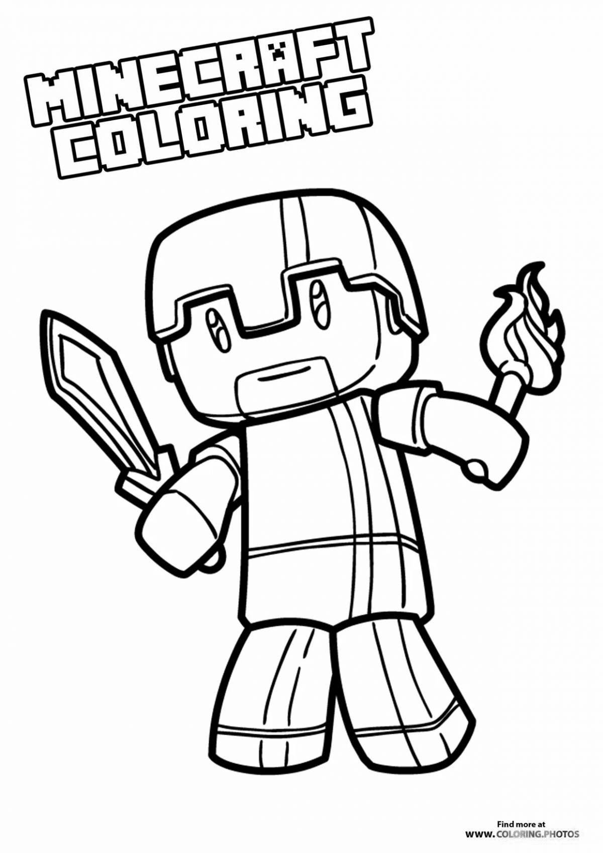 Color-explosive minecraft player coloring page