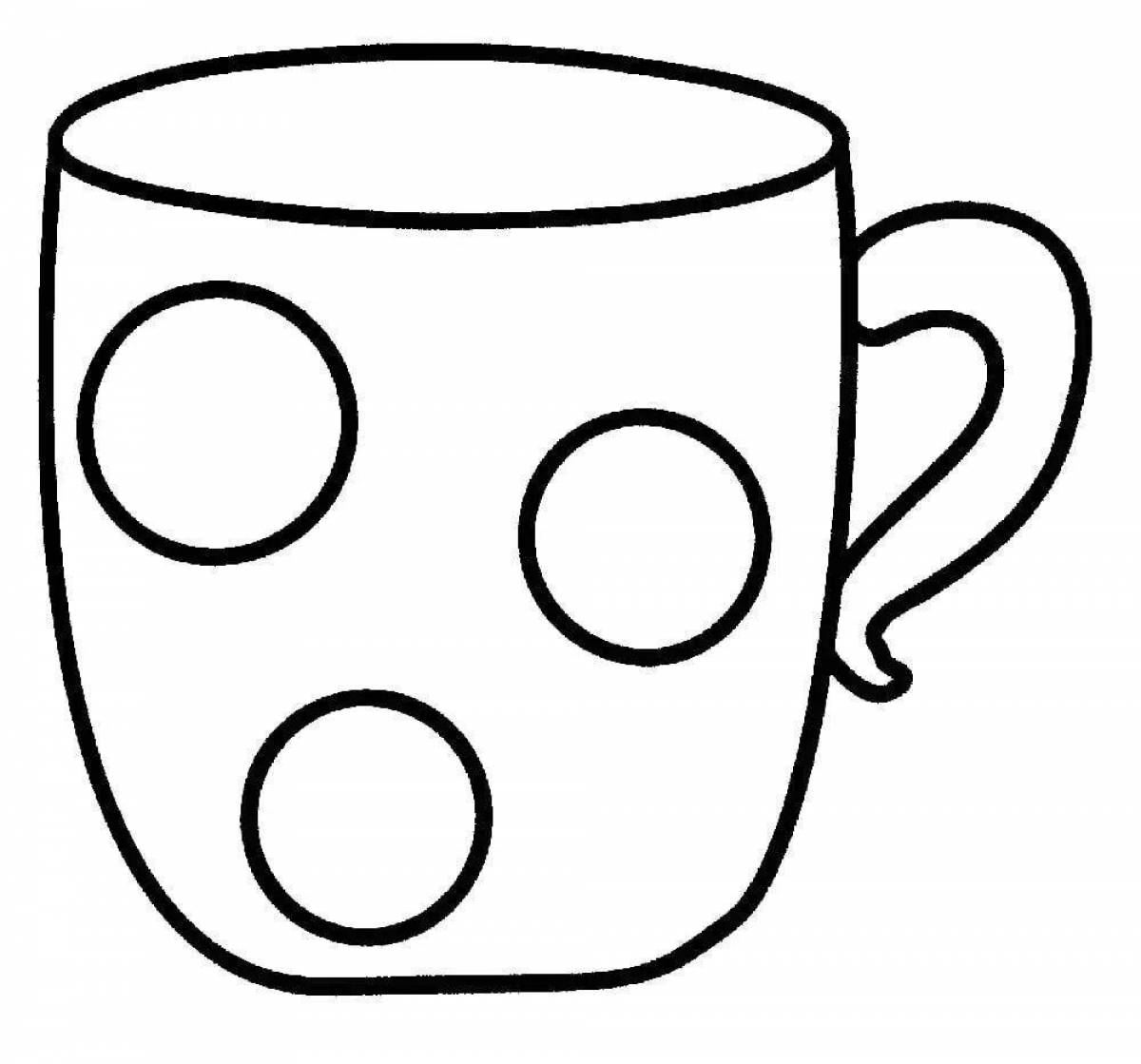 Coloring page with colorful cup pattern