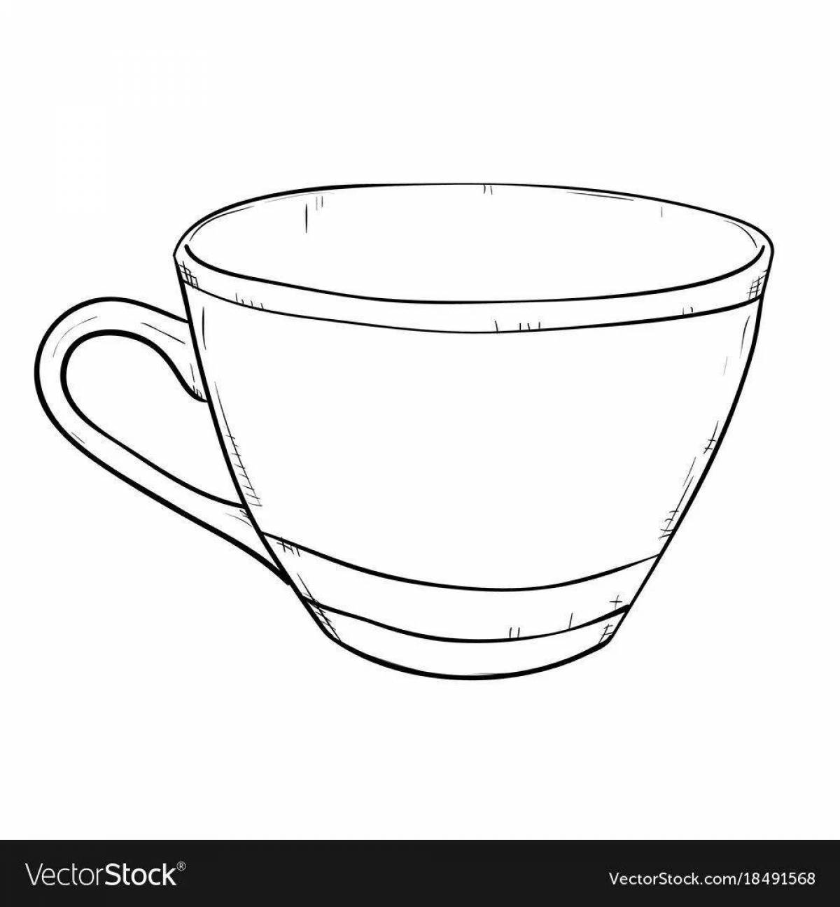 Coloring page of a playful cup pattern