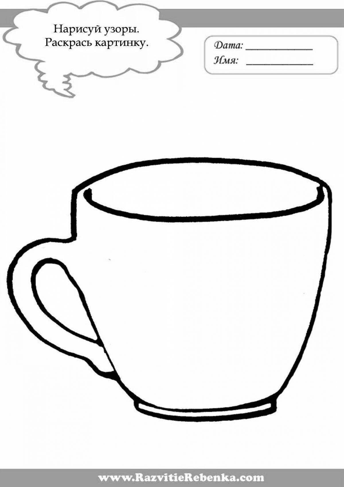 Detailed coloring page with cup pattern