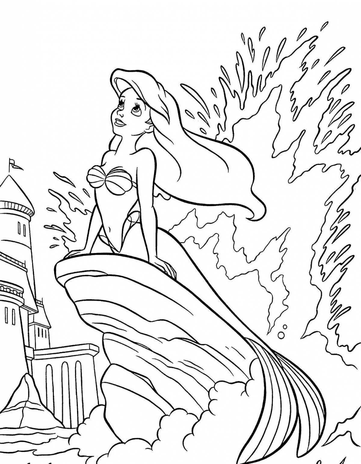 Shiny Mermaid Princess Coloring Page