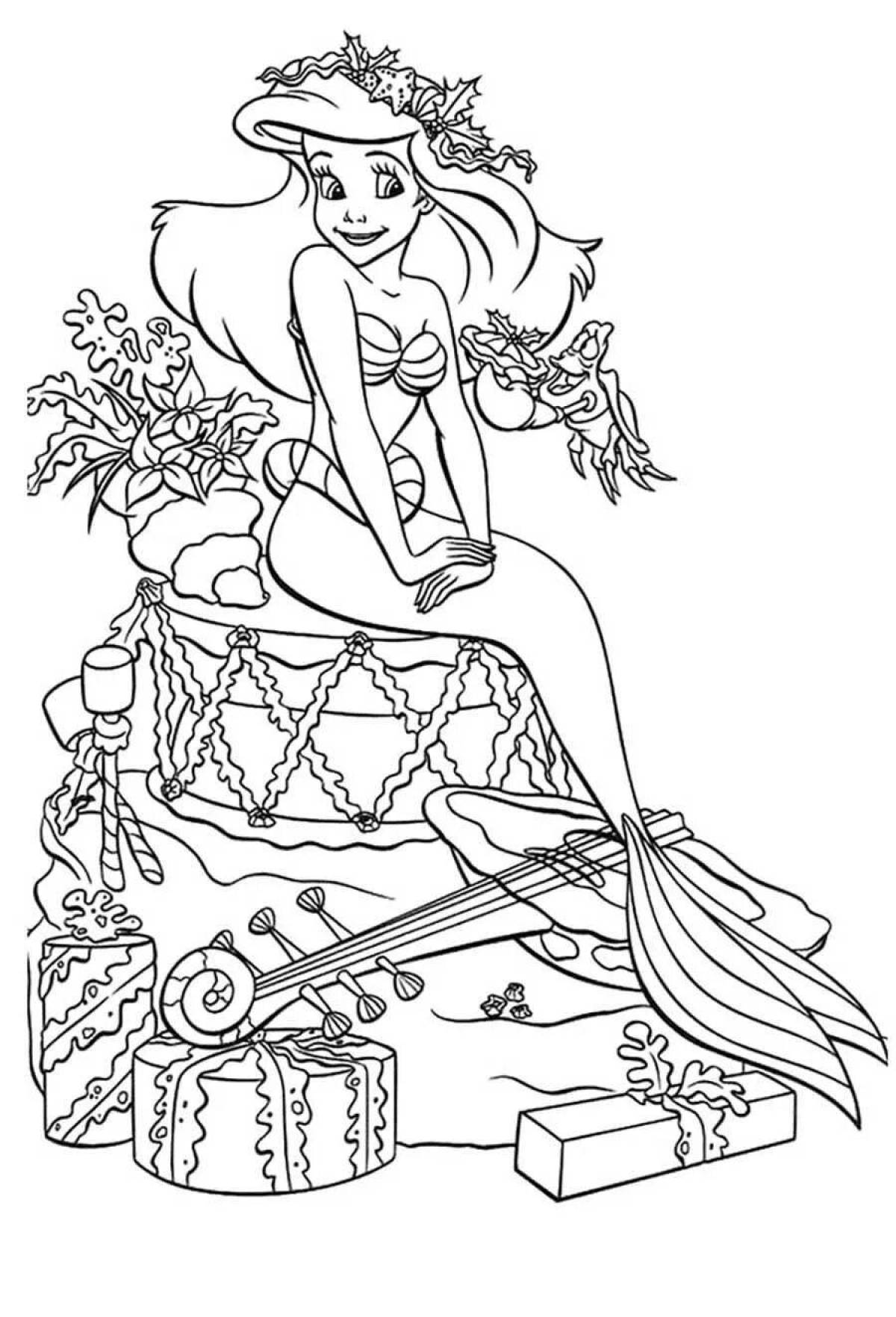 Adorable mermaid princess coloring book