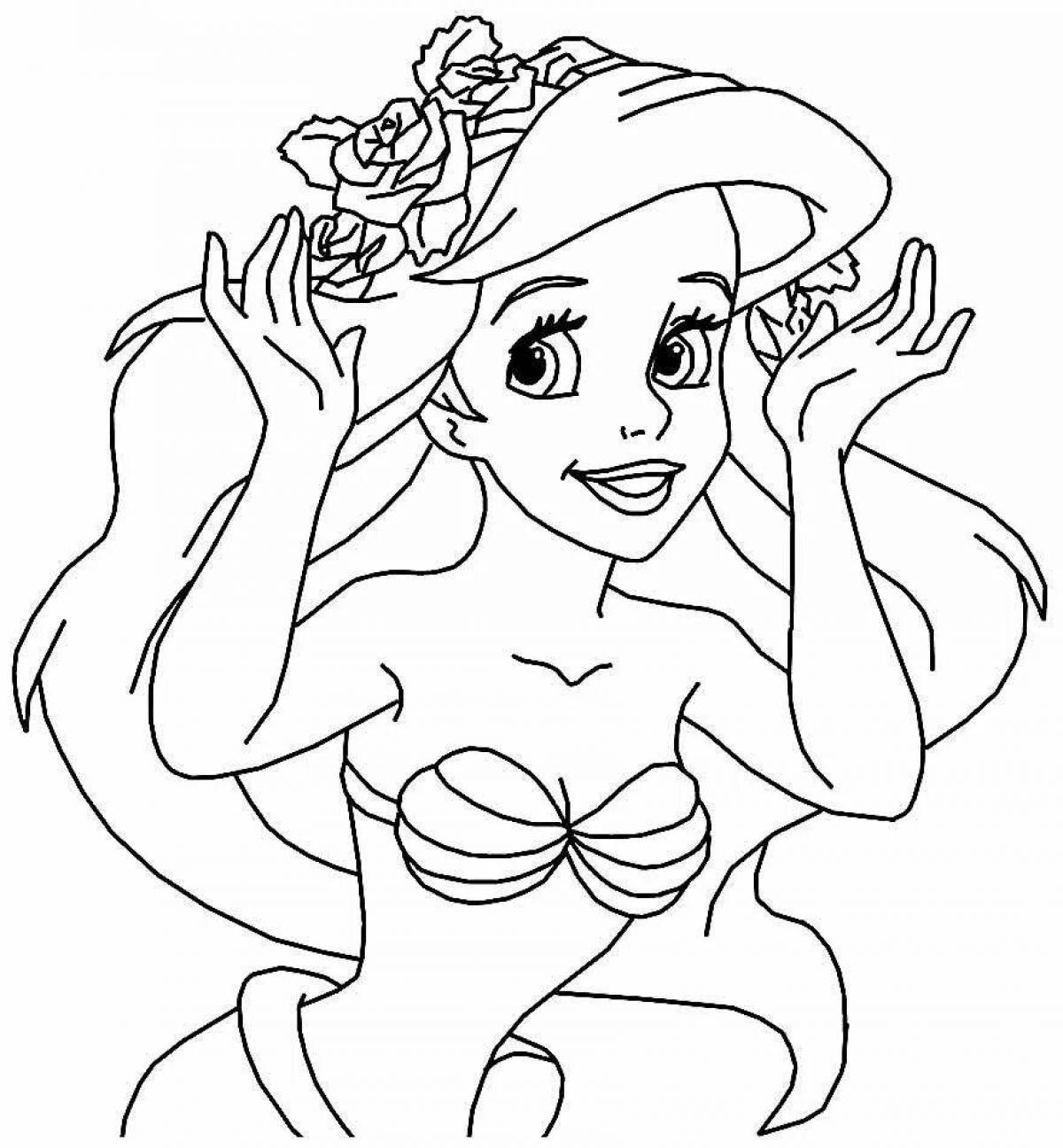 Beautiful mermaid princess coloring page