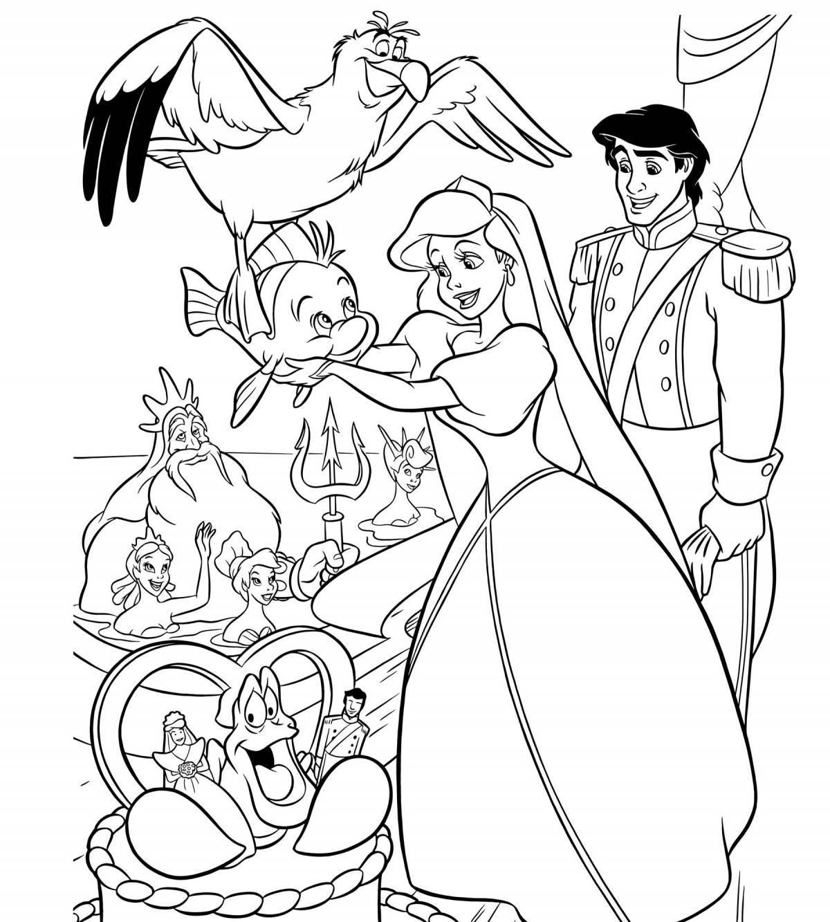 Serene mermaid princess coloring book