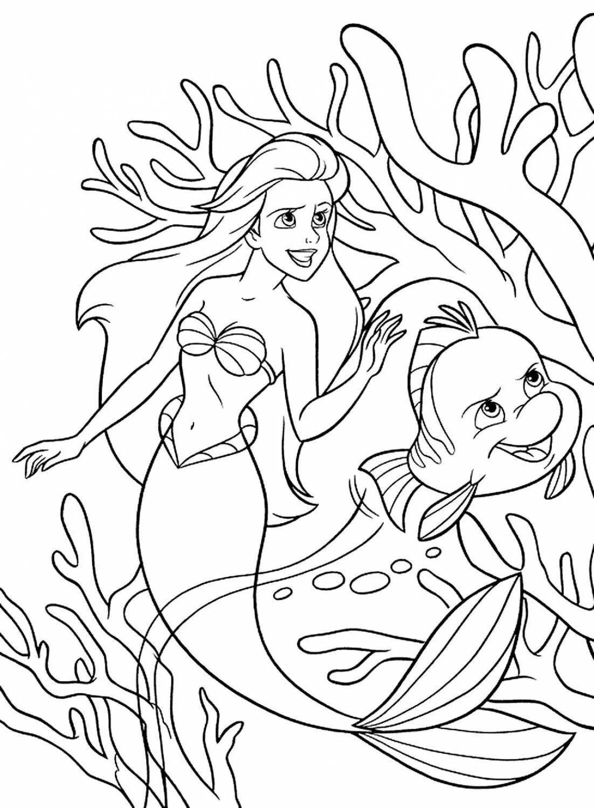 Luxury mermaid princess coloring book