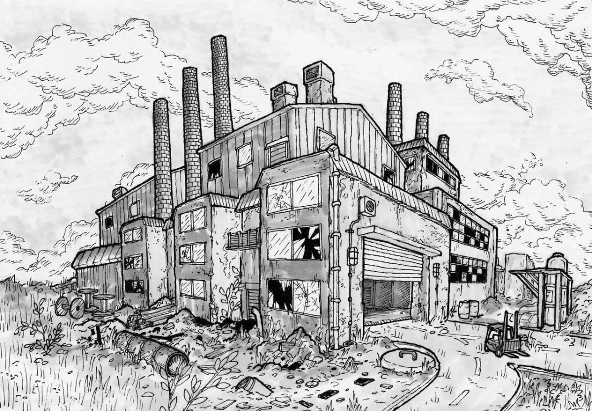 Destroyed ruined houses