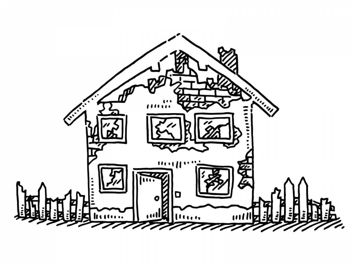 Dilapidated ruined houses