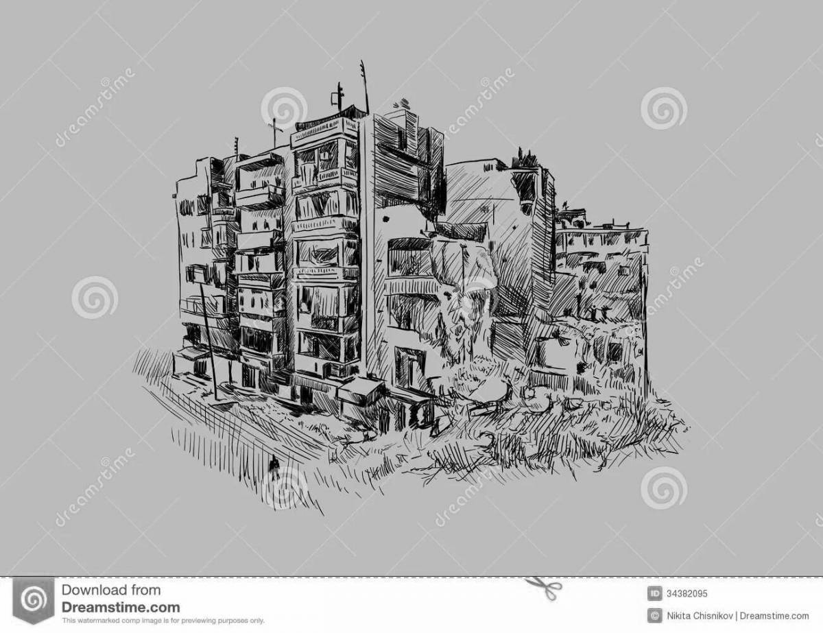 Зараженные разрушенные дома