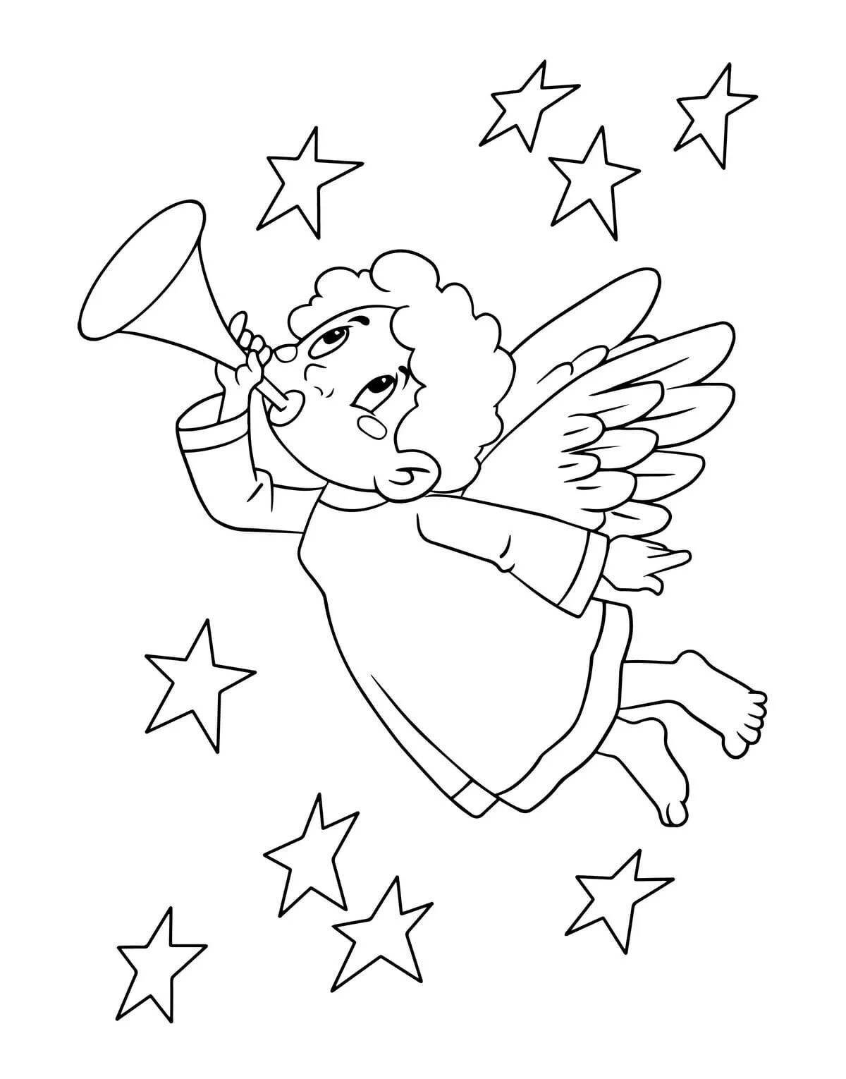 Joyful new year angel coloring book