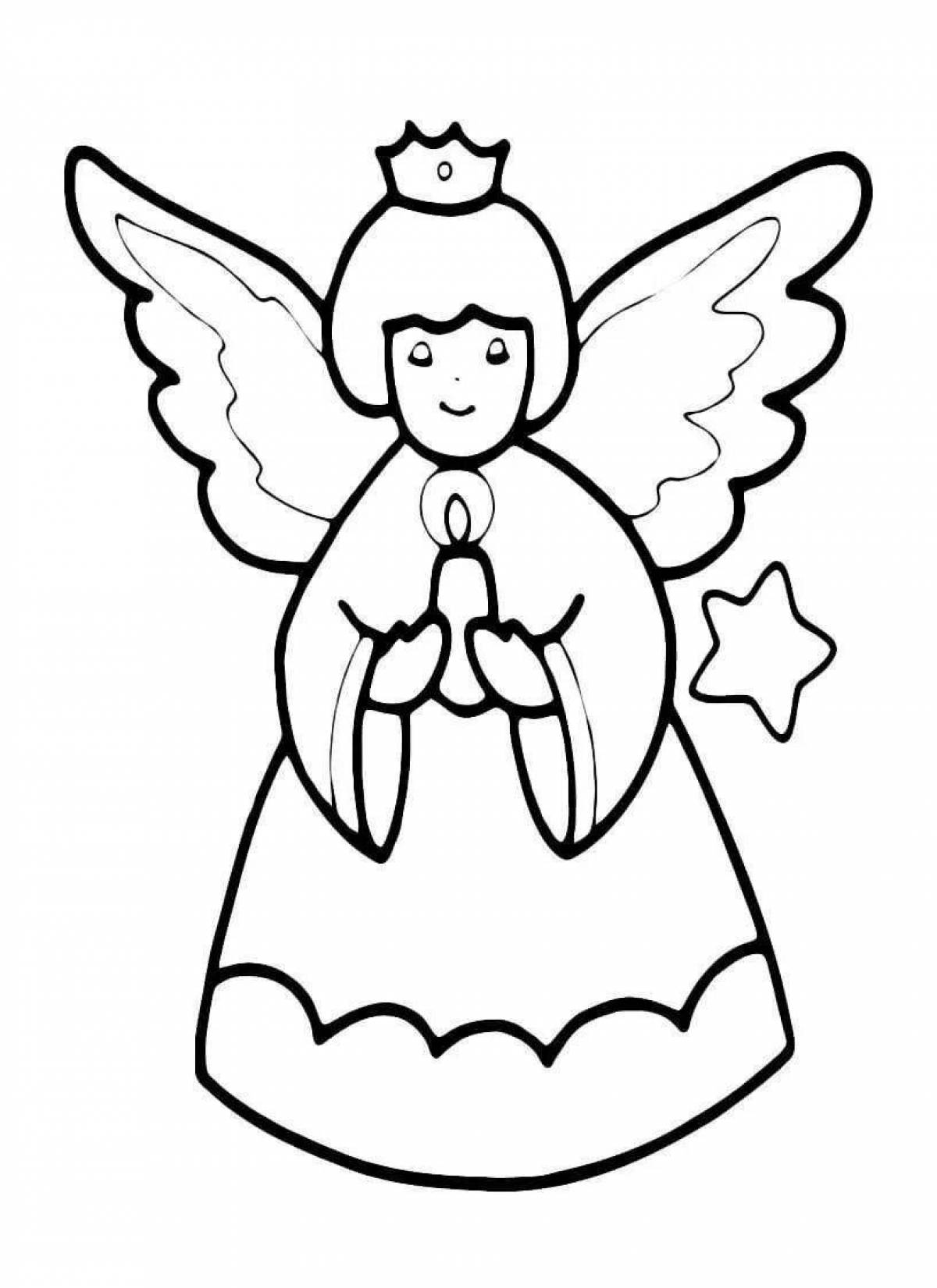 Coloring book gorgeous Christmas angel