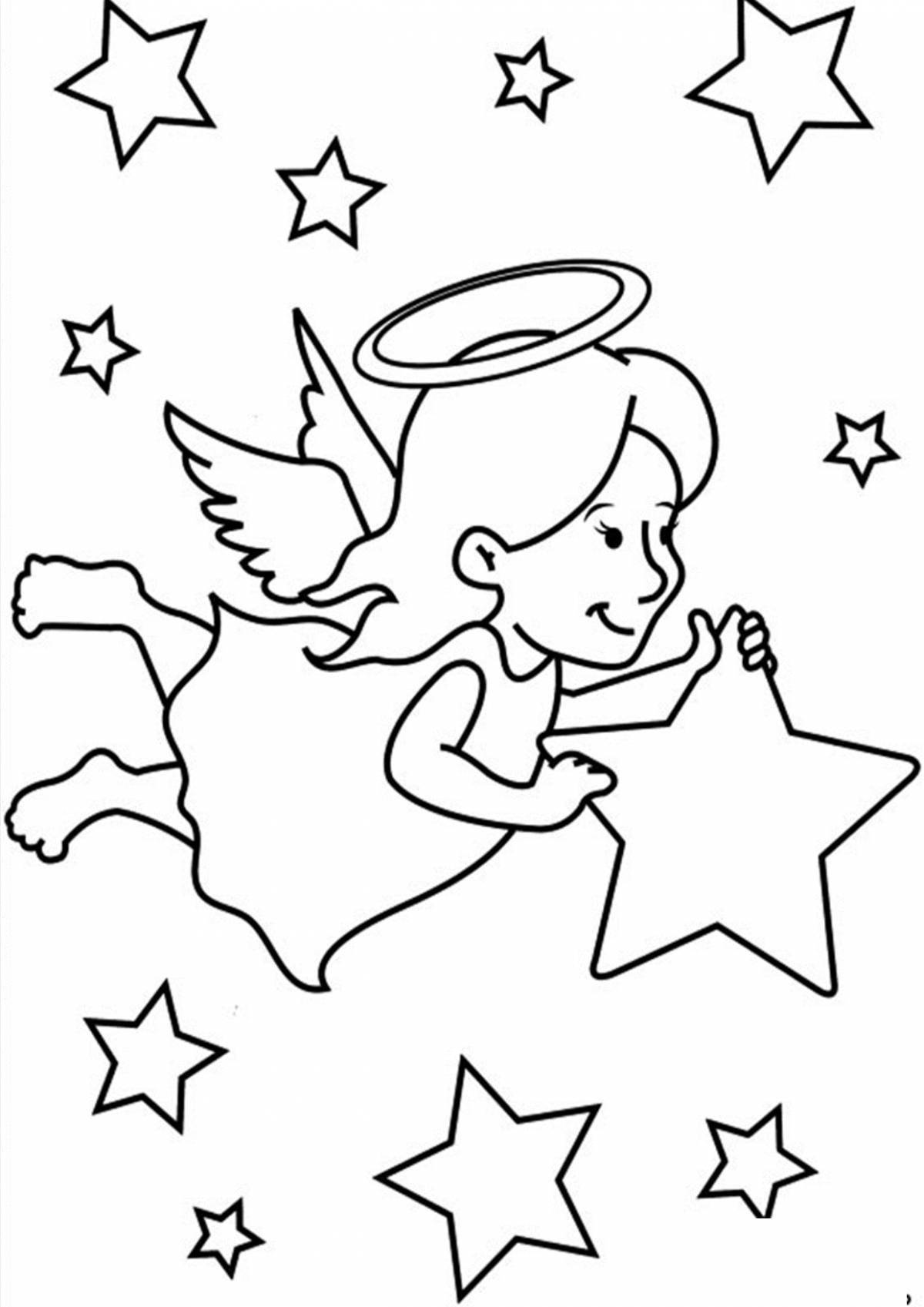 Amazing Christmas Angel Coloring Page