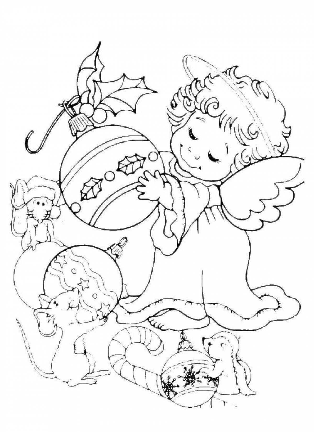 Bright Christmas angel coloring book