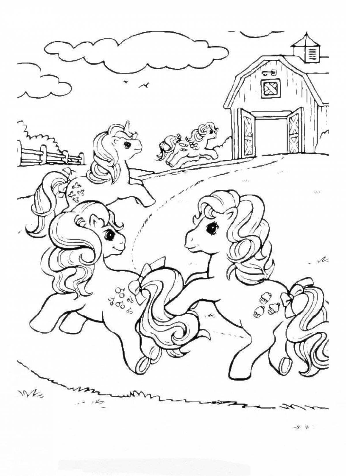 Serene coloring page pony magical