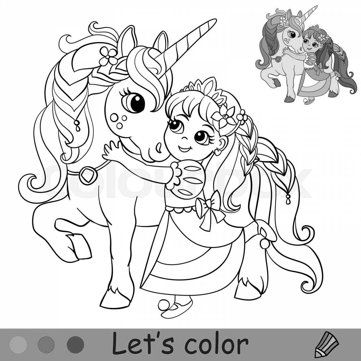 Adorable unicorn dog coloring page
