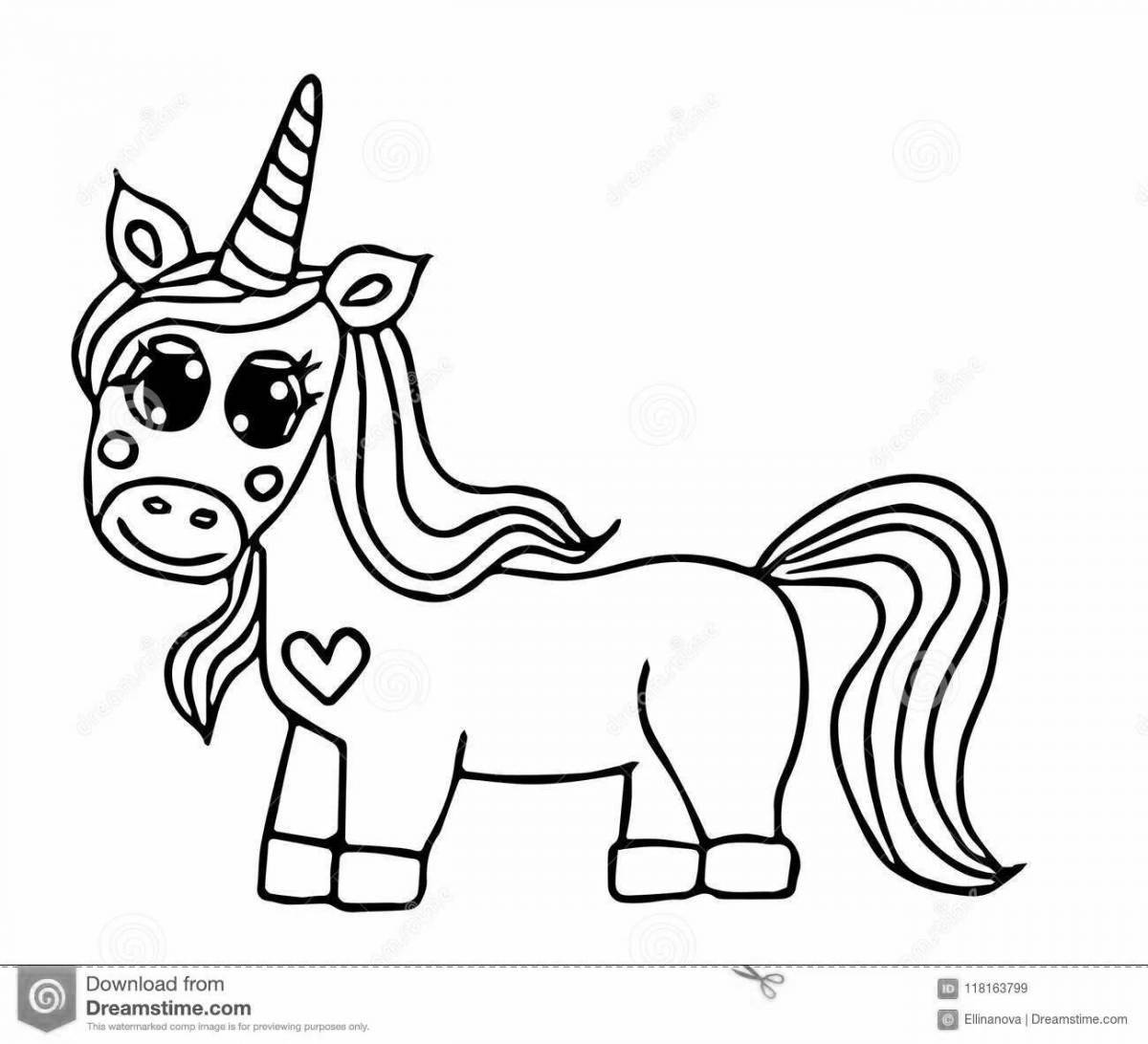 Radiant doggy unicorn coloring page