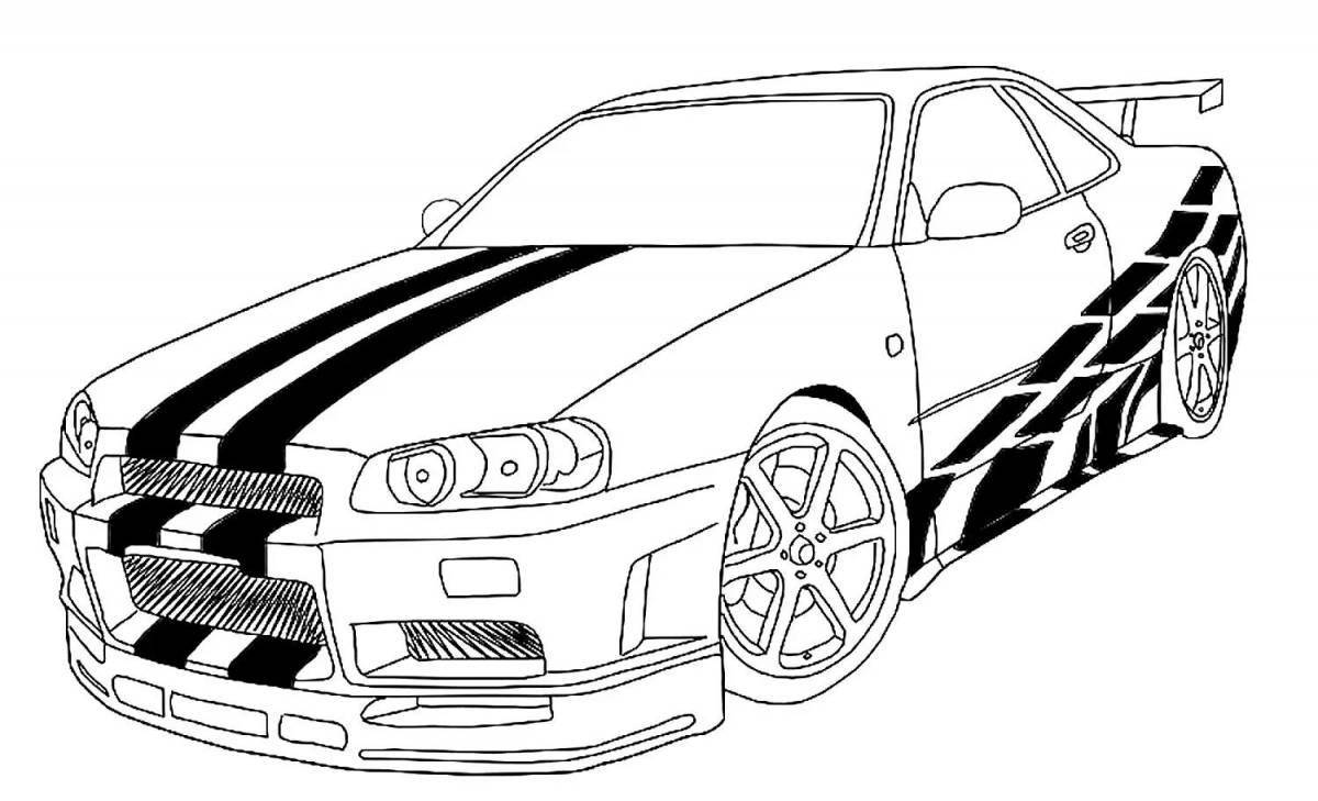 Exquisite drift car coloring page