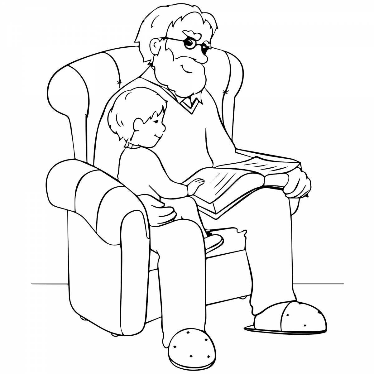 Playful grandparents coloring page