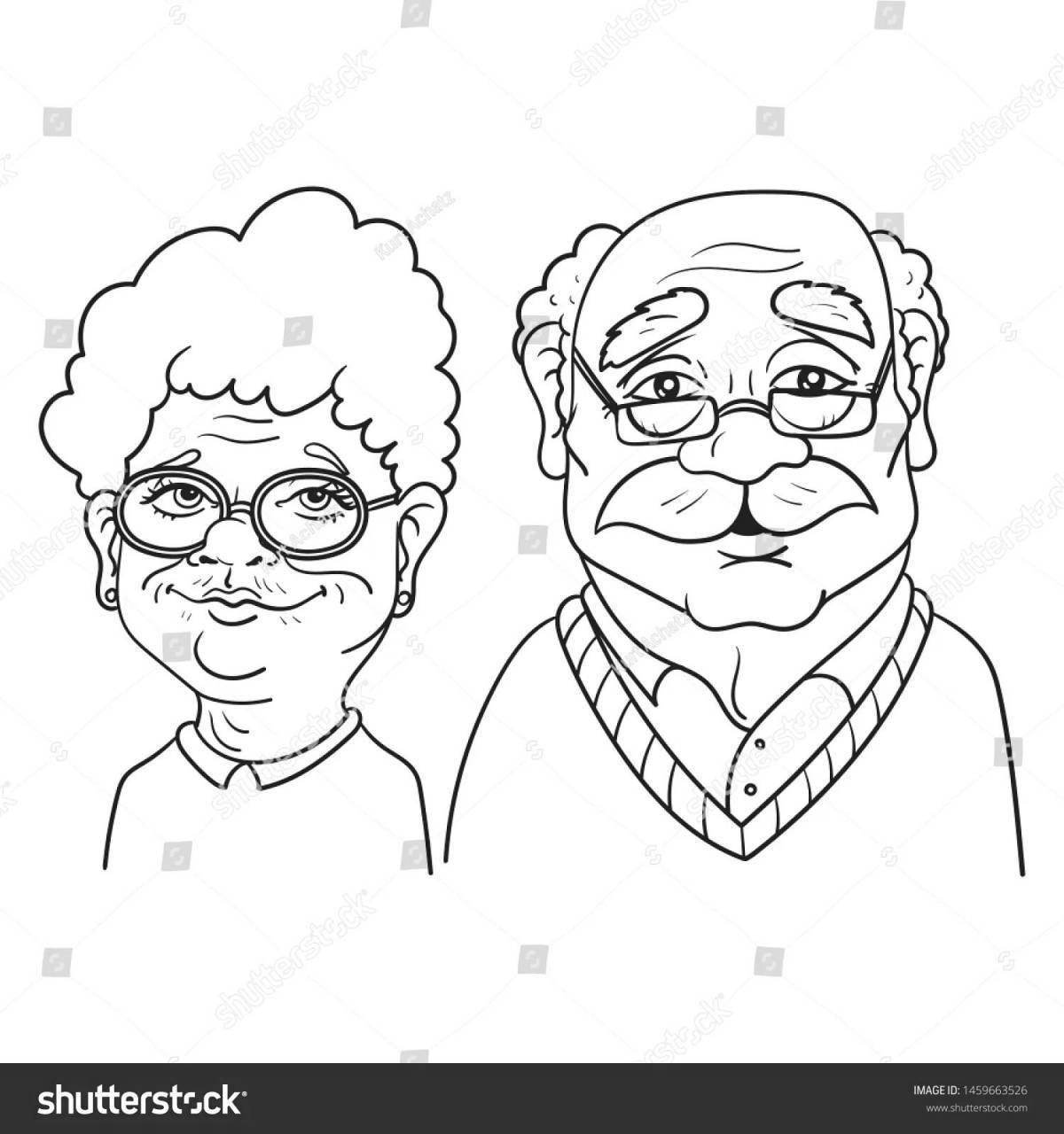 Восхитительная страница раскраски дедушки и бабушки