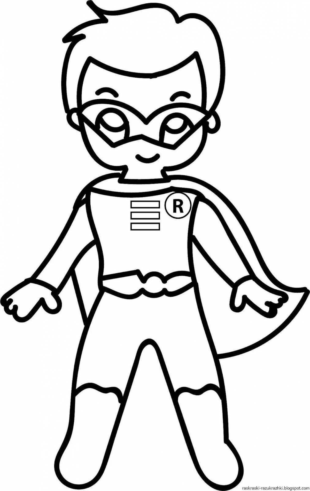 Playful coloring book superheroes small