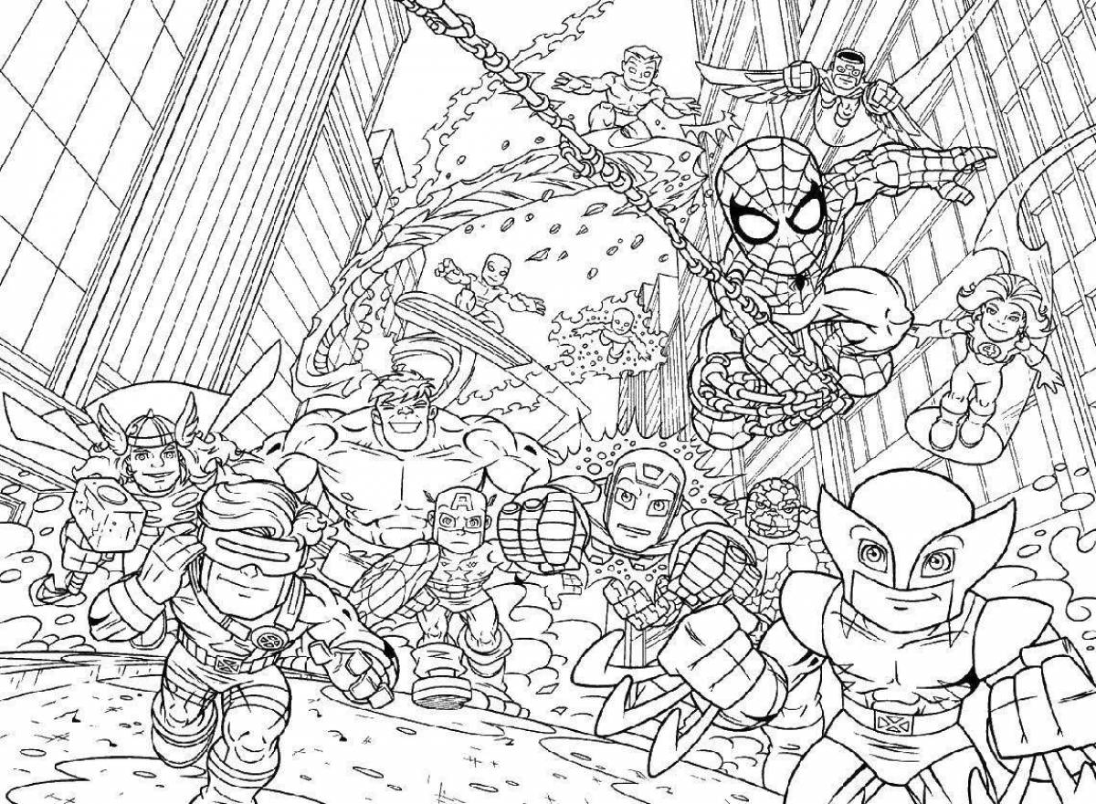 Energetic coloring pages superheroes small
