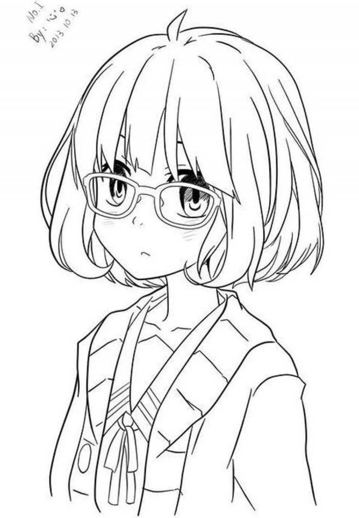 Colorful bw anime coloring page