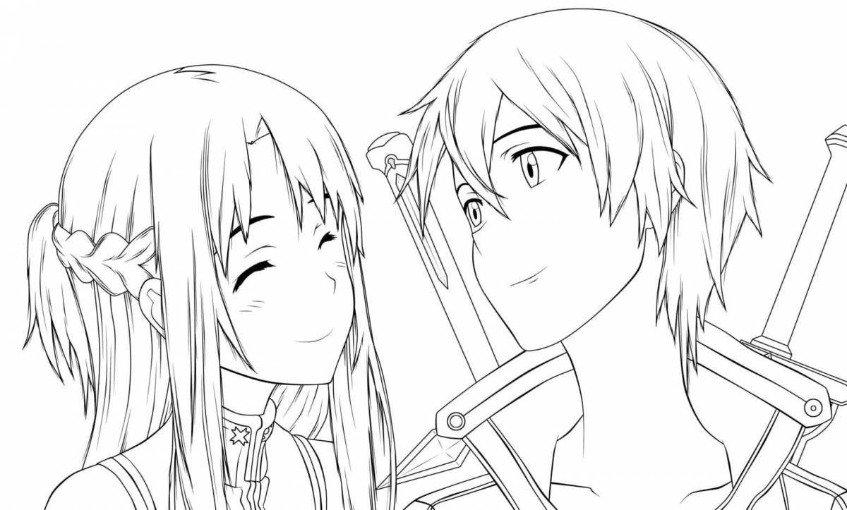 Photo Delightful bw anime coloring page