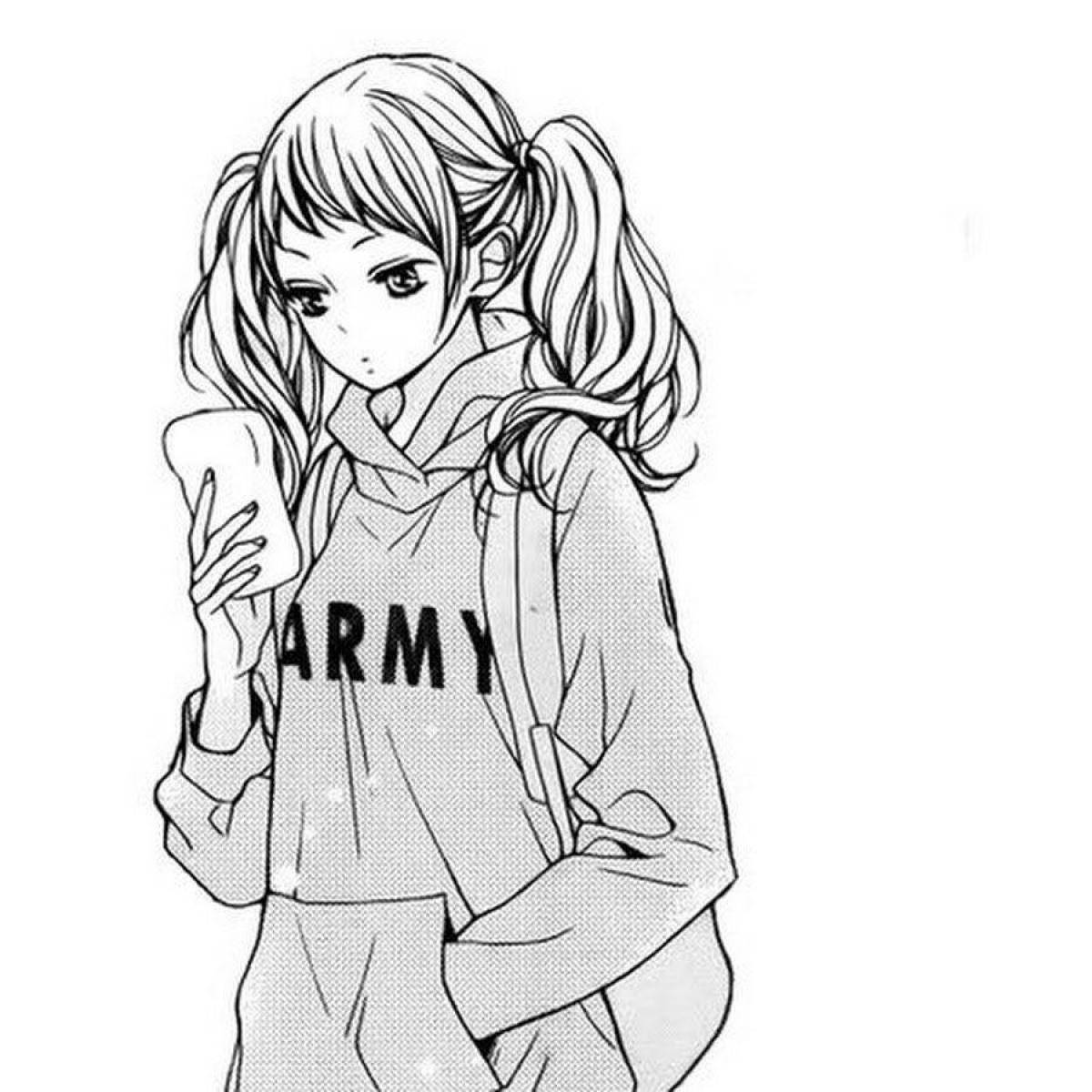 Photo Coloring sweet bw anime