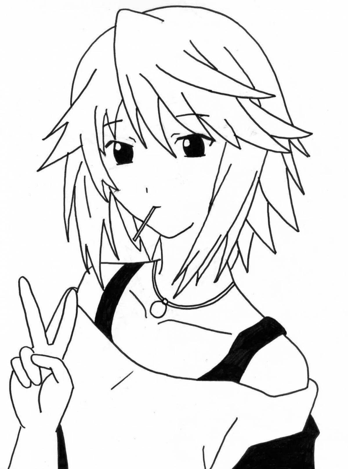 Cute bw anime coloring page