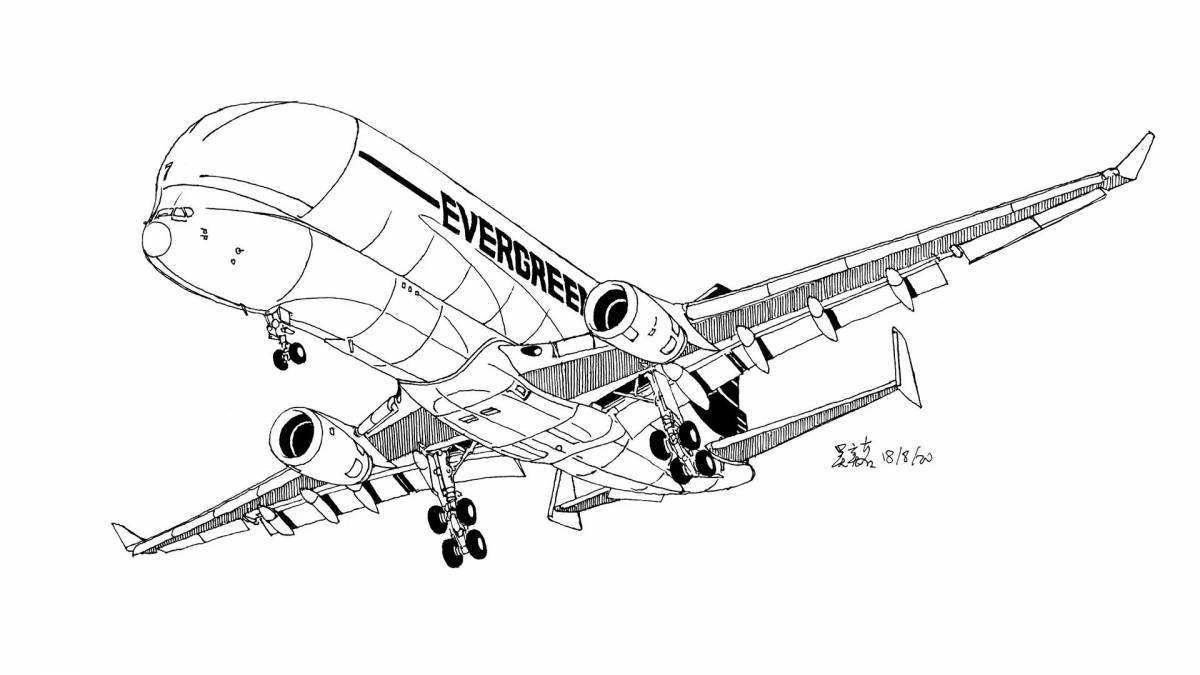Поразительная страница раскраски большого самолета