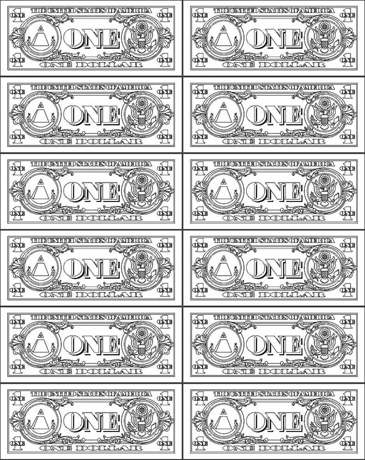 Exquisite money small coloring pages