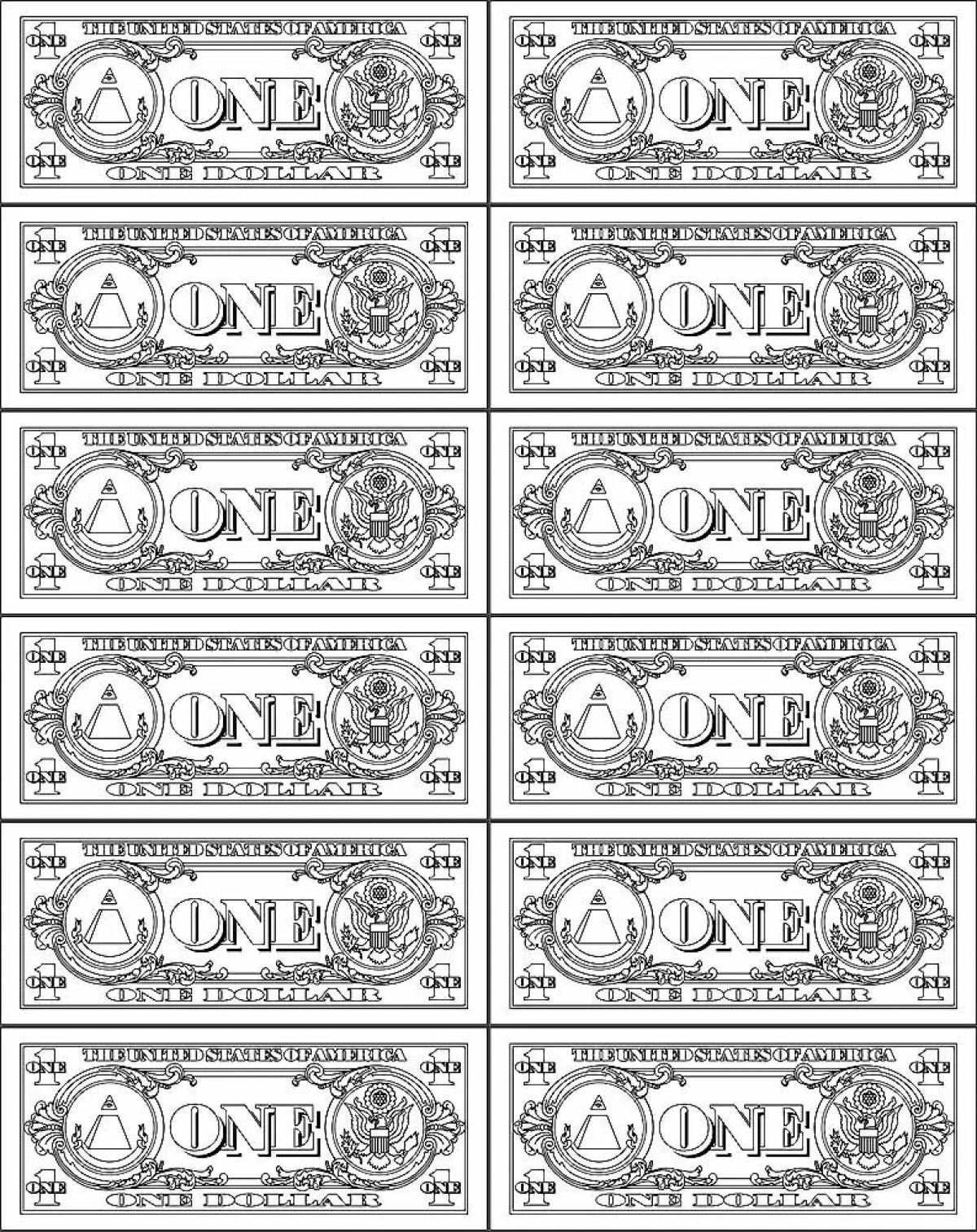 Exquisite money small coloring pages