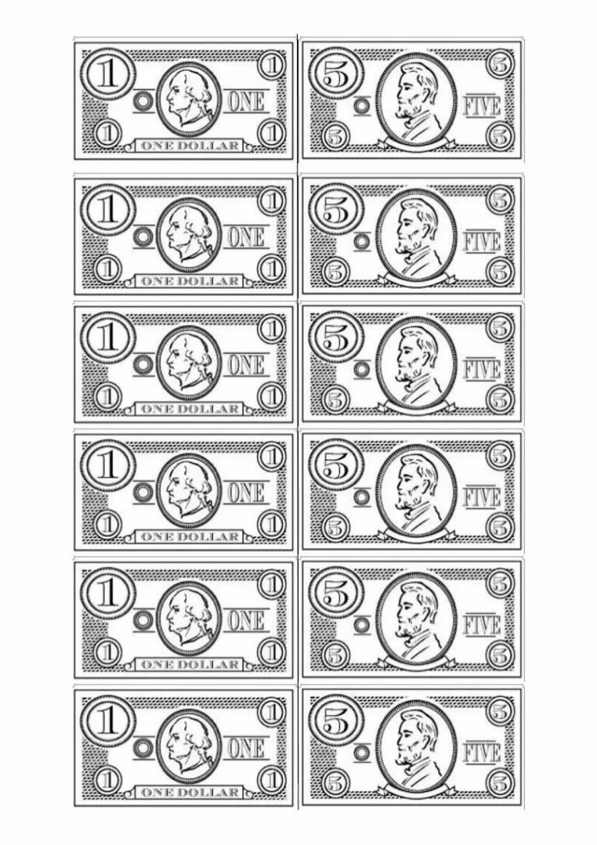 Coloring book elegant small money