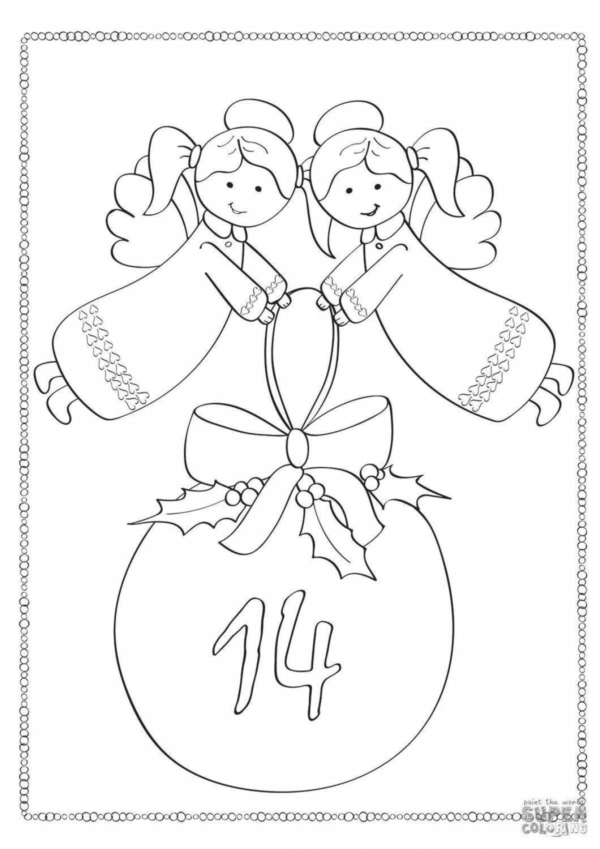 Glorious Christmas angels coloring page