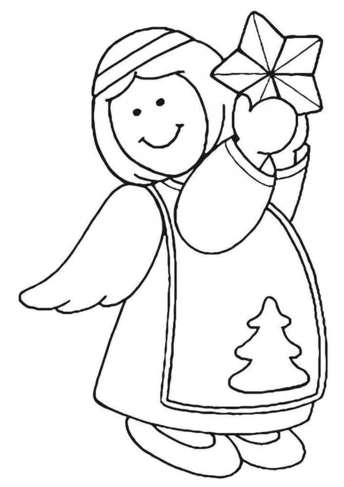 Coloring page gorgeous Christmas angels