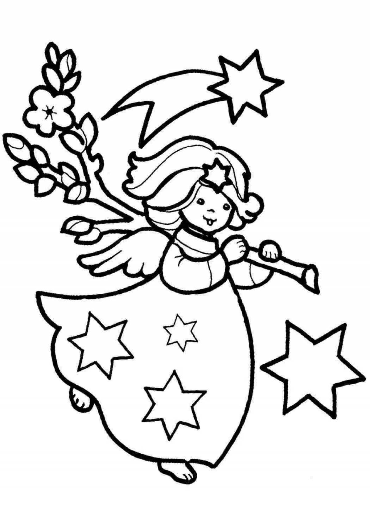 Coloring book heavenly Christmas angels