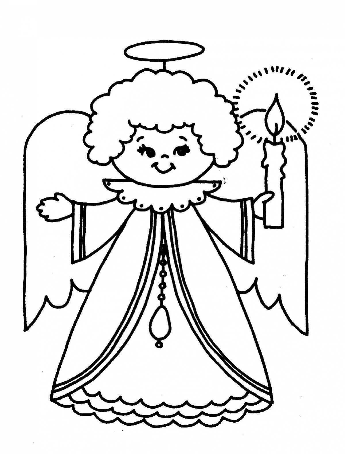 Coloring book glowing Christmas angels