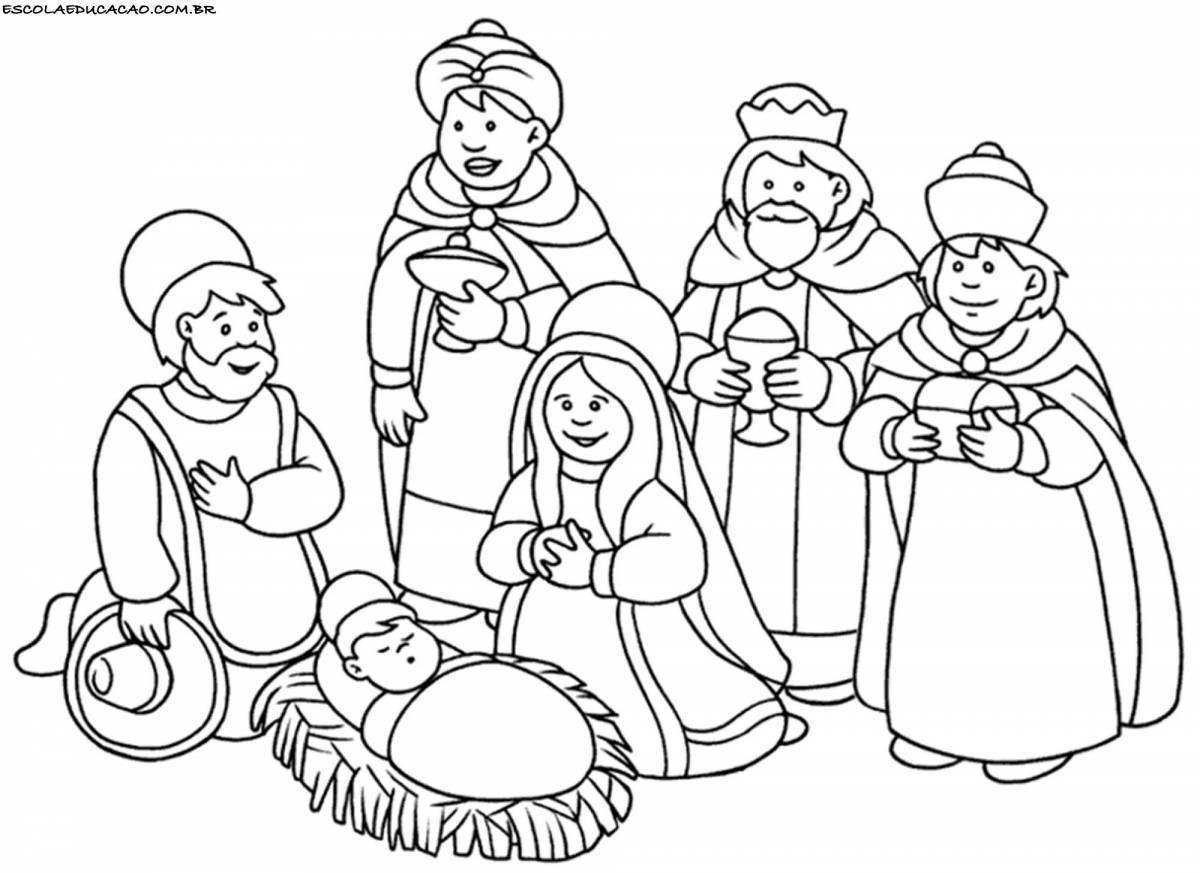 Coloring book shining Christmas magi