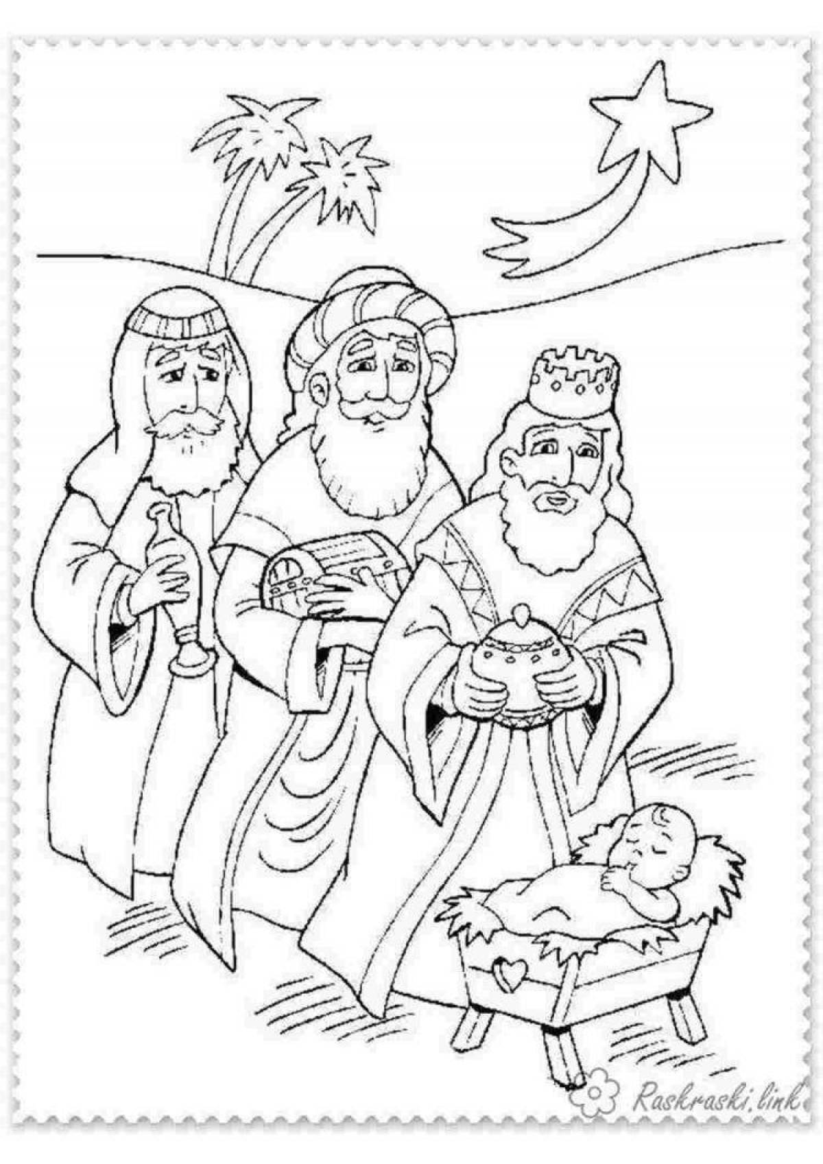 Merry Christmas coloring pages of the Magi