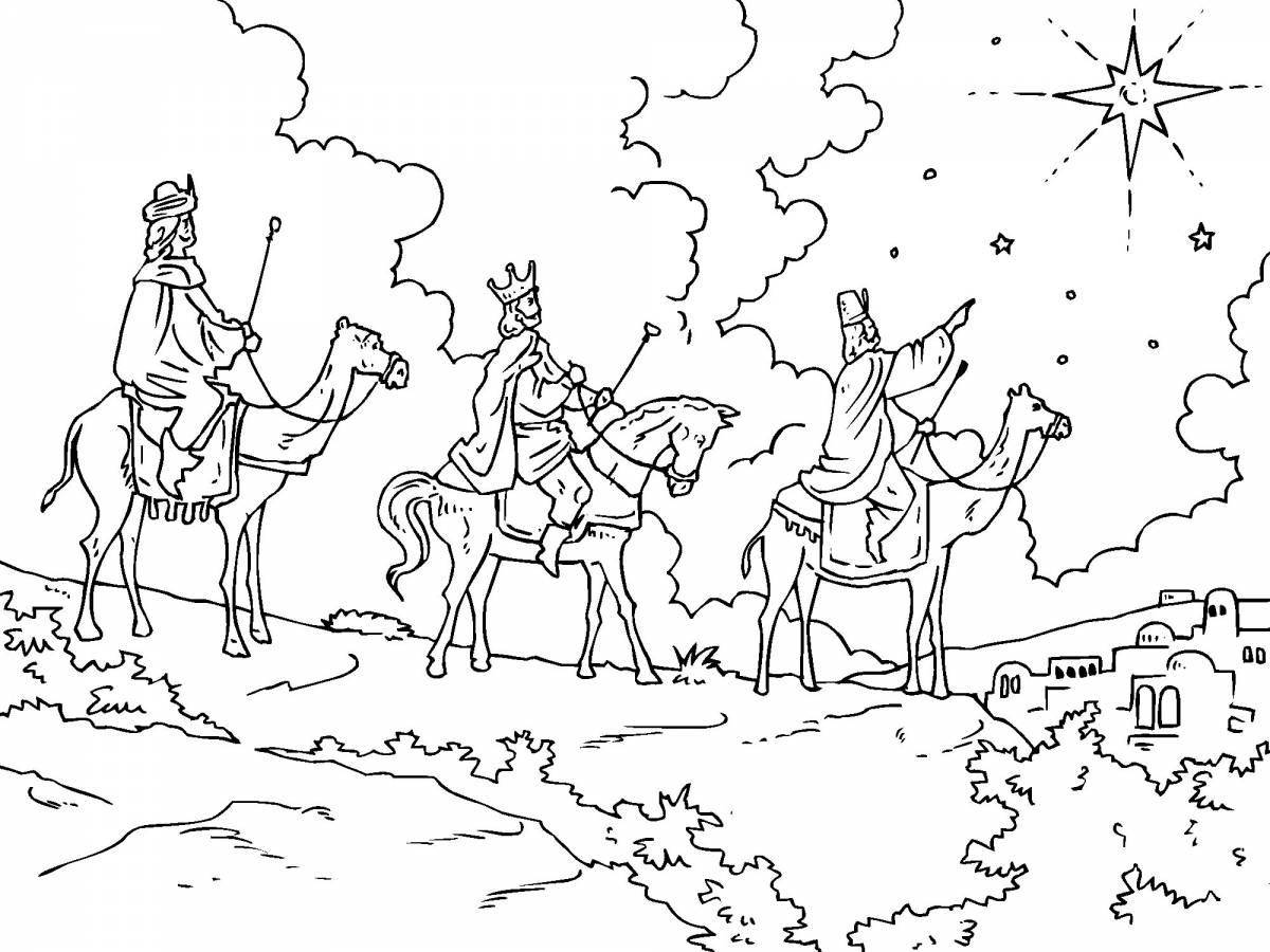 Coloring book magnificent Christmas magi