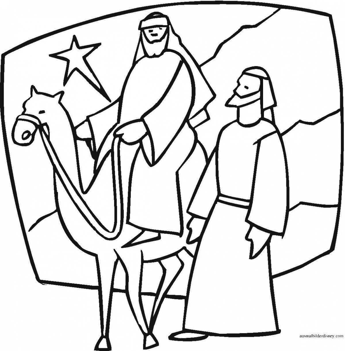 Glowing Christmas Magi coloring page