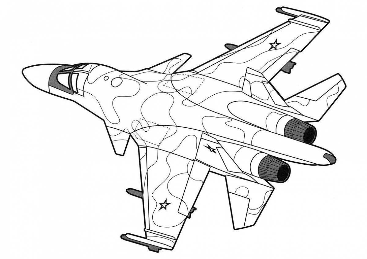 Bold military aircraft coloring page
