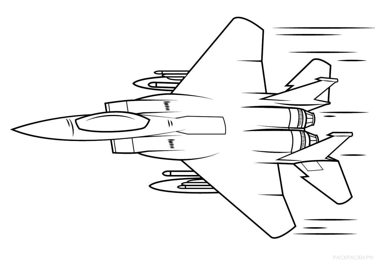 Coloring page graceful military aircraft