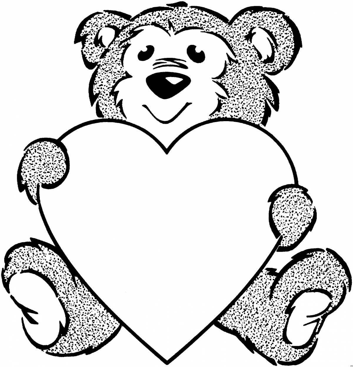 Раскраска медведь с сердечком